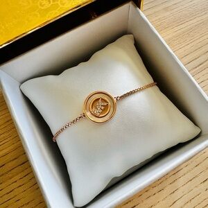 NWT authentic MK rosegold tone logo pave adjustable bracelet